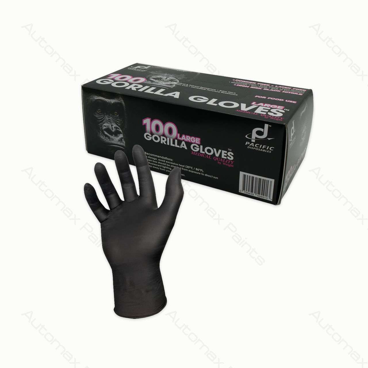 Gorilla Nitrile Glove Black Powder Free 100 Gloves Large