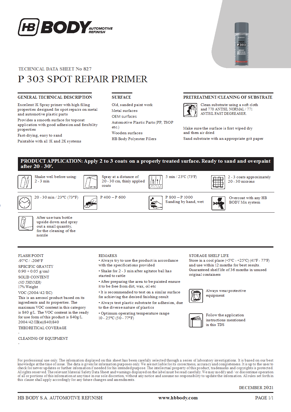 P303 SPRAY SPOT REPAIR PRIMER WHITE