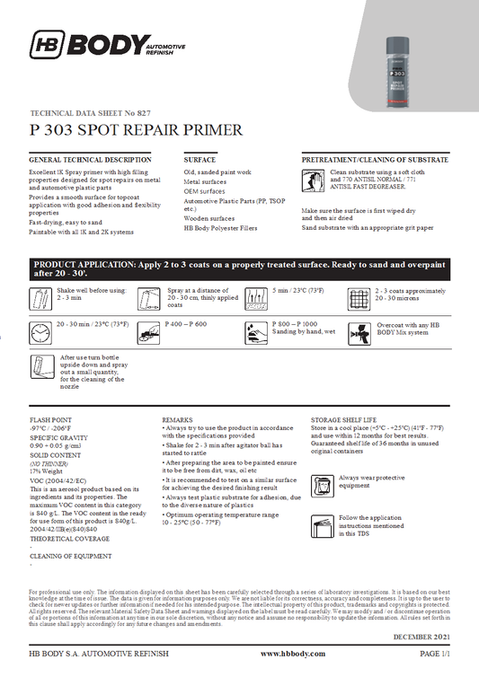 P303 SPRAY SPOT REPAIR PRIMER WHITE