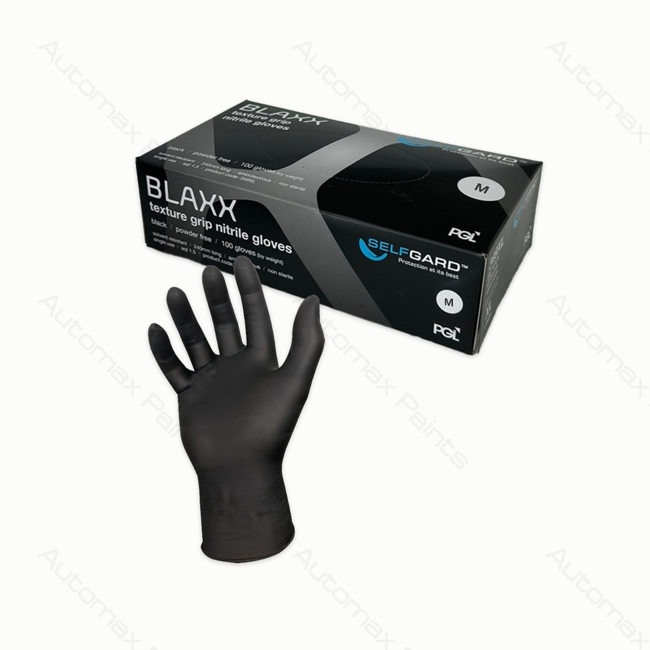 240mm 5.5g Nitrile Glove Black Powder Free 100 Gloves Medium