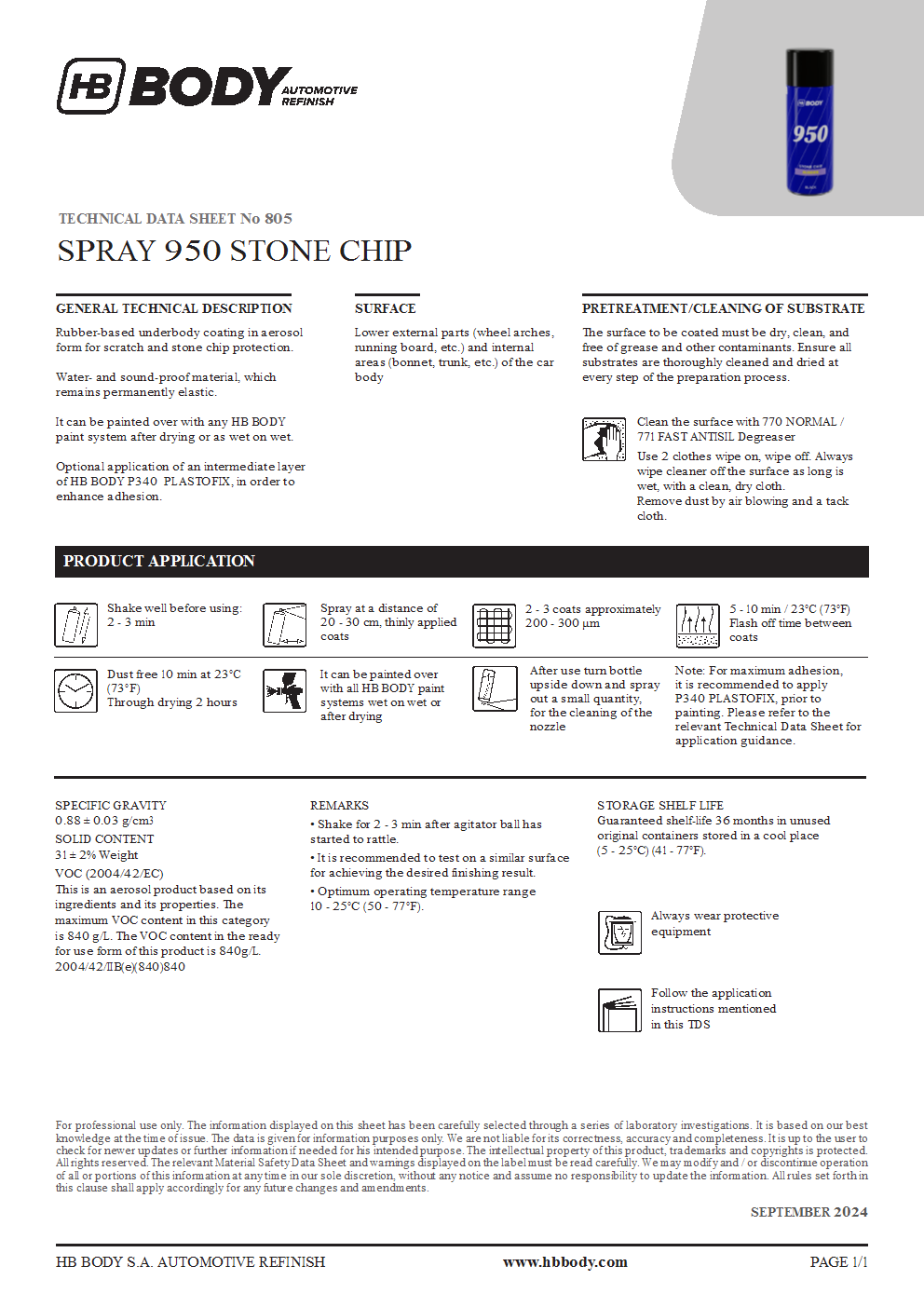 950 Antichip Spray BLACK SPRAY 400ml/Can