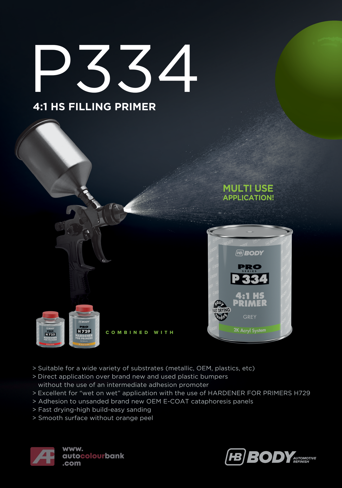 P334 4:1 HS Filling Primer GREY 4Lt/Can