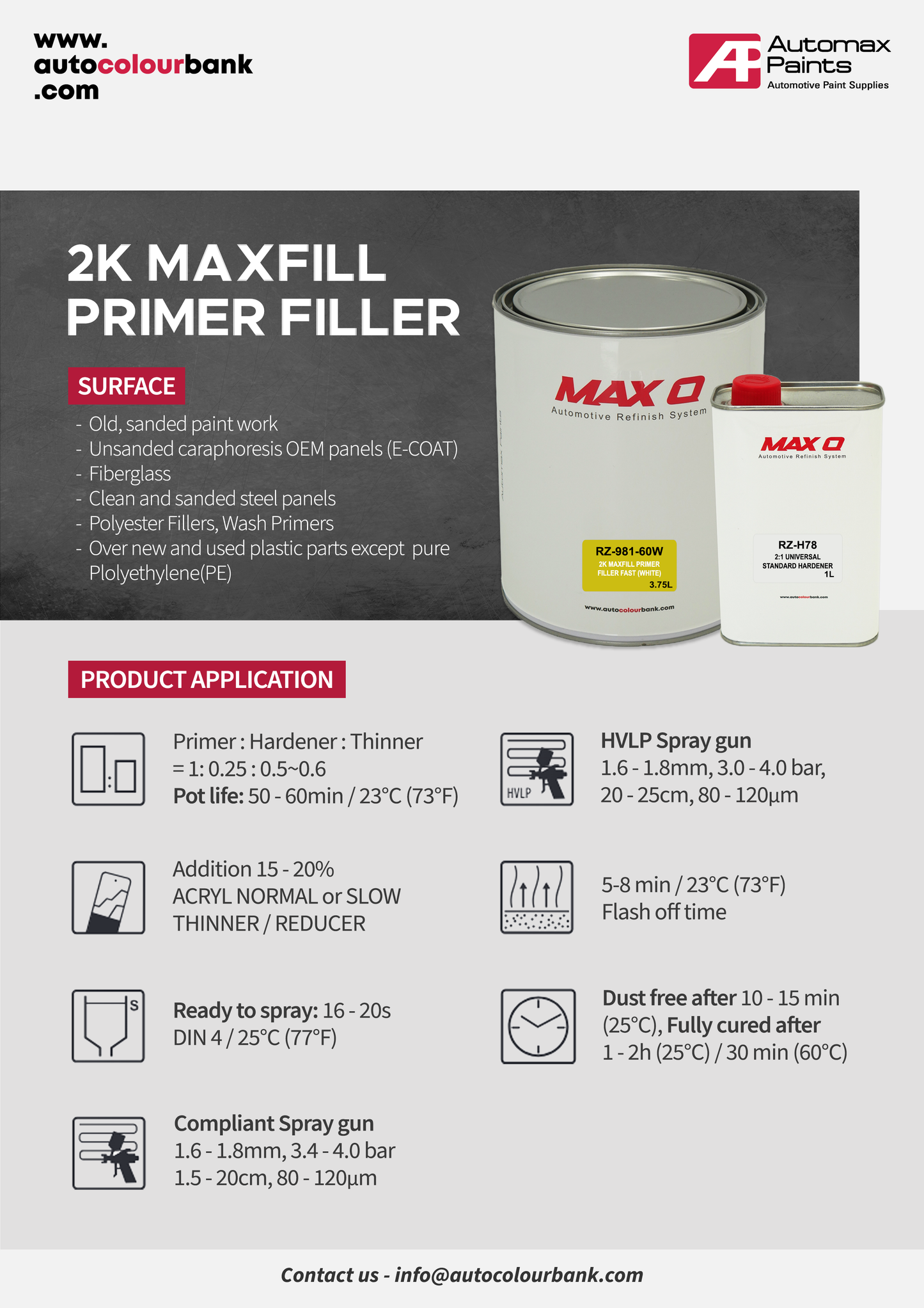 2K MAXFILL PRIMER FILLER FAST (WHITE) 3.75L