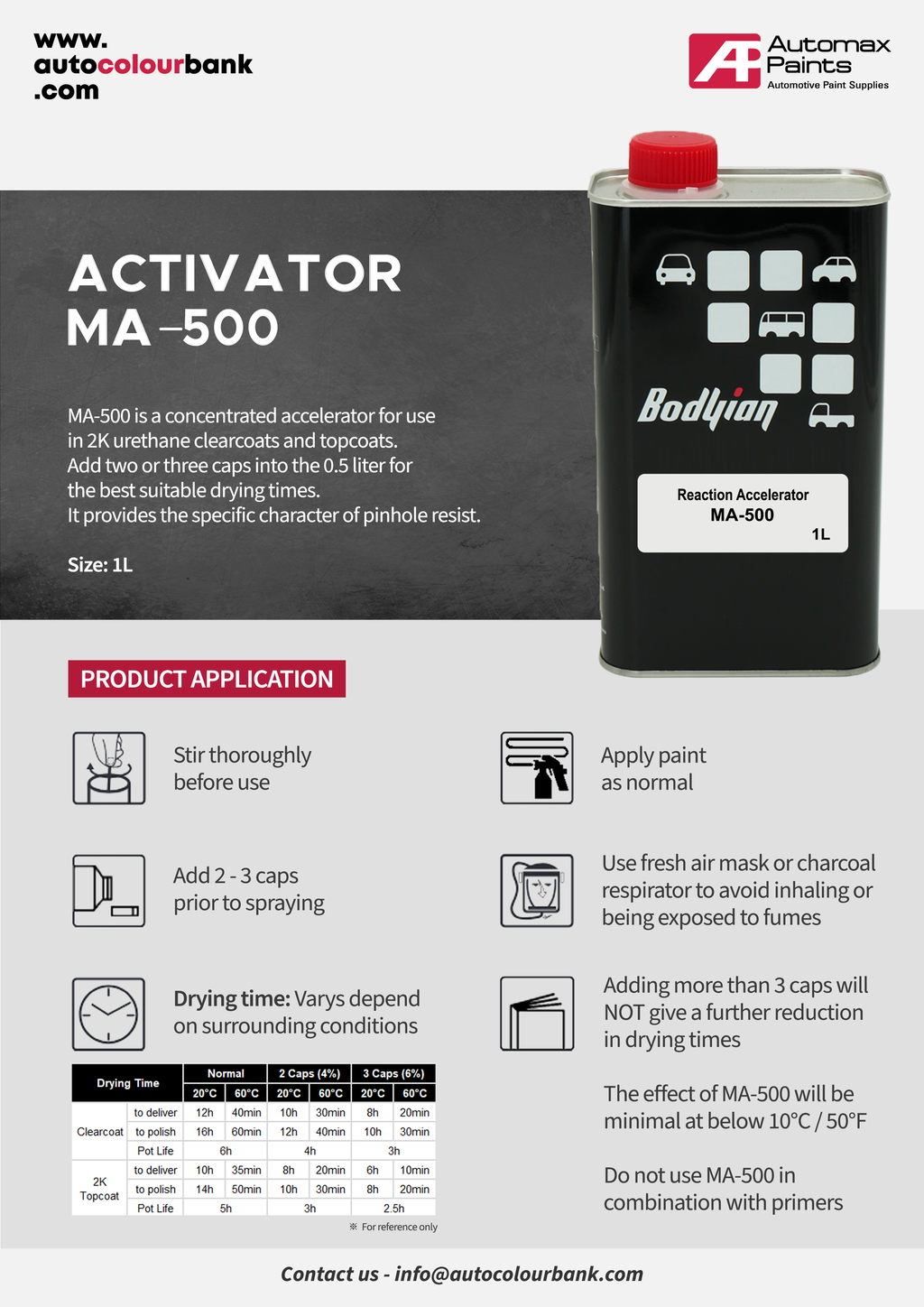Bodyian MA-500 Reaction Accelerator 1Lt/Can