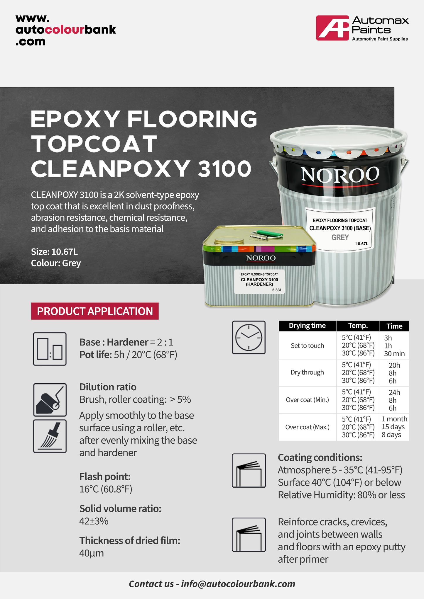 Cleanpoxy 3100 Grey 10.67Lt/Can
