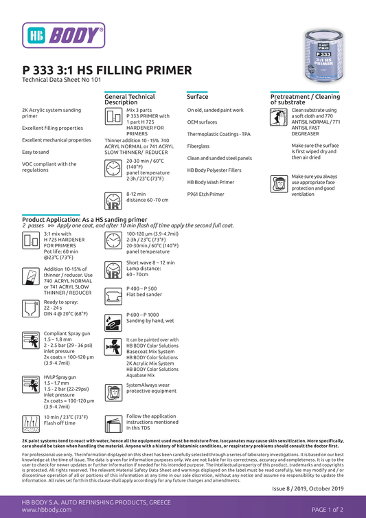 P333 3:1 HS Filling Primer Grey 3L