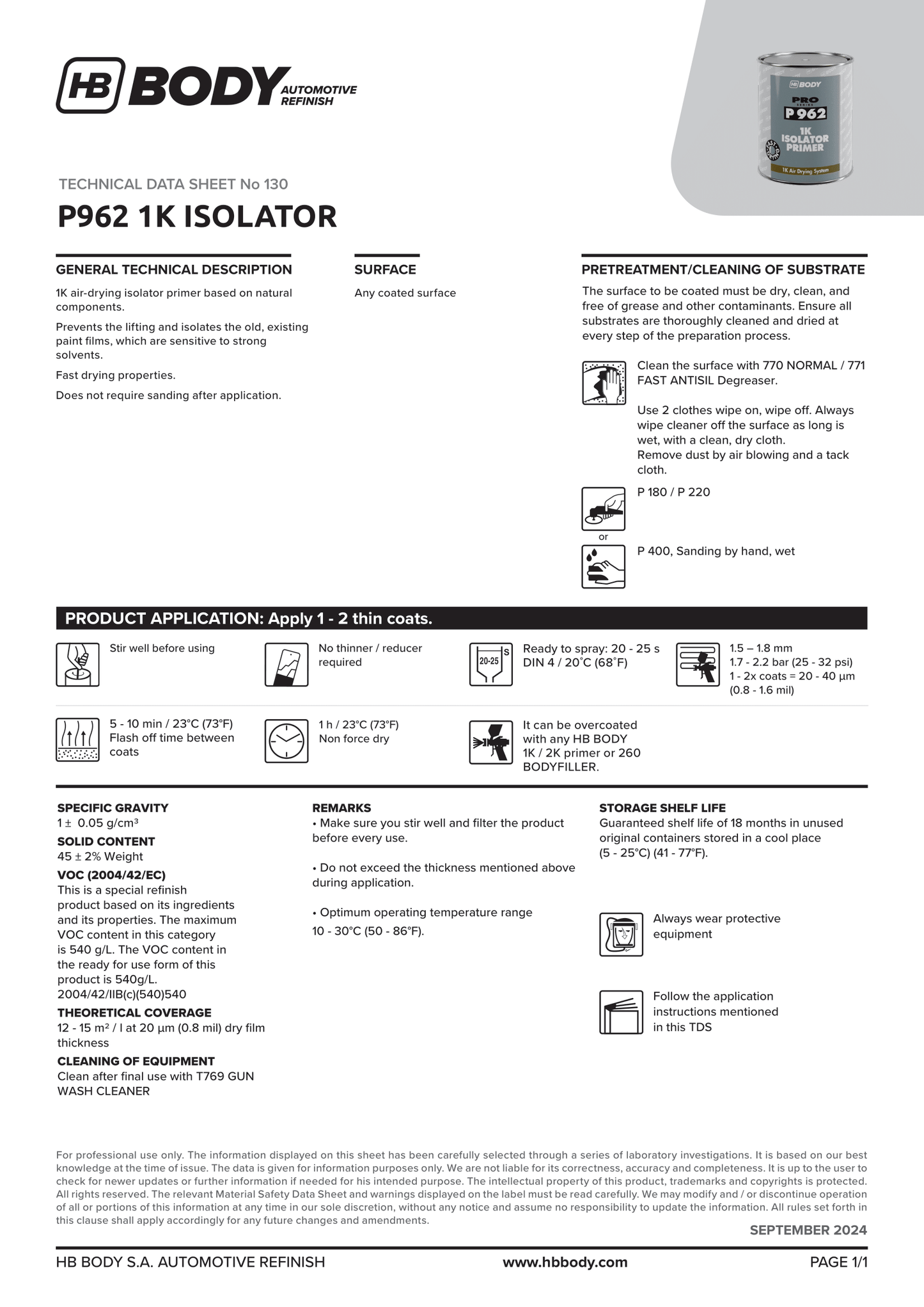 P962 1K Isolator Khaki 1Lt/Can