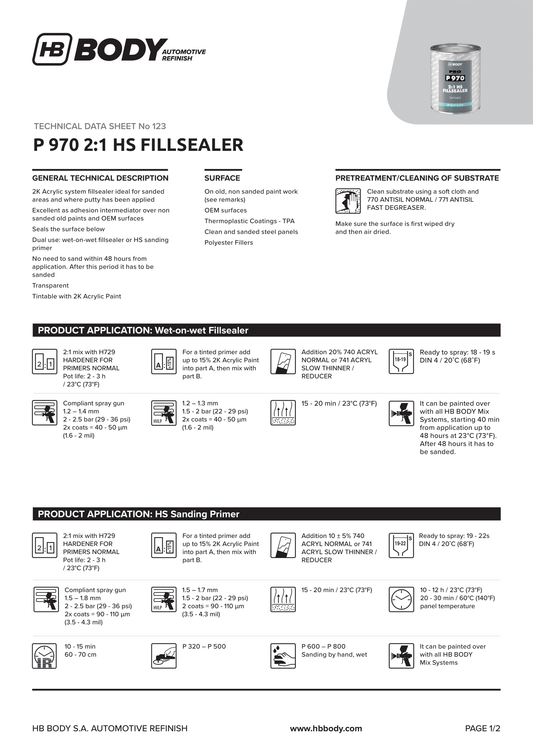 P970 2K 2:1 HSTransparent Fillsealer 1L