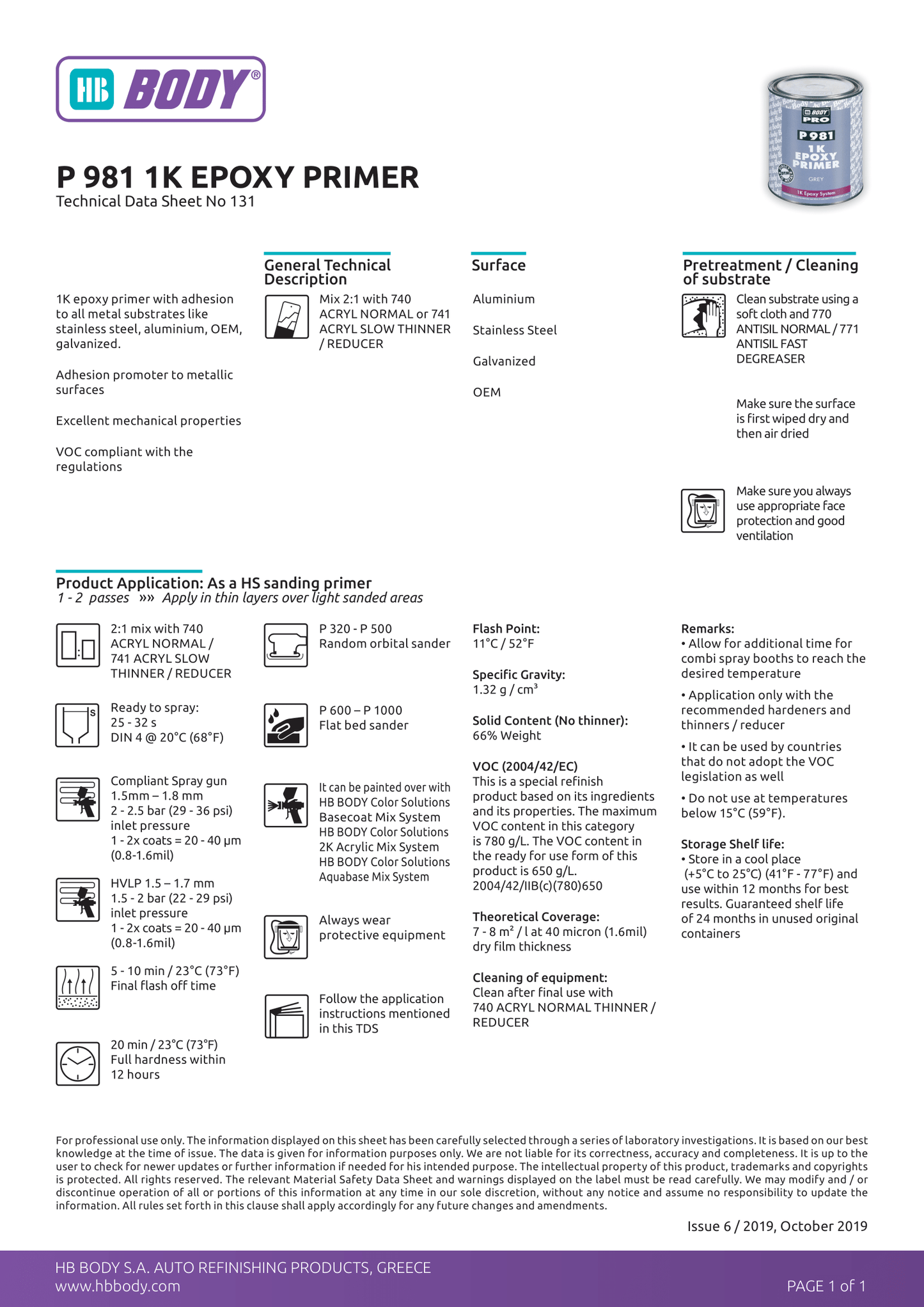 P981 1K Epoxy Primer Grey 1Lt/Can