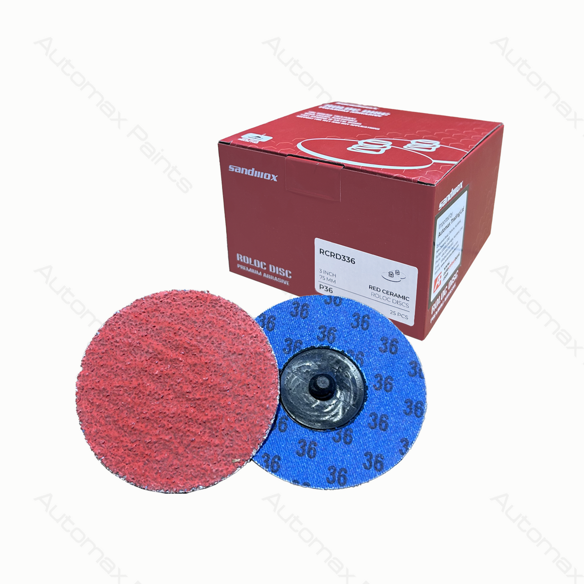 75mm Roloc Disc P36 Ceramic | Automotive Red Grinding Discs 25 Pack NZ ...