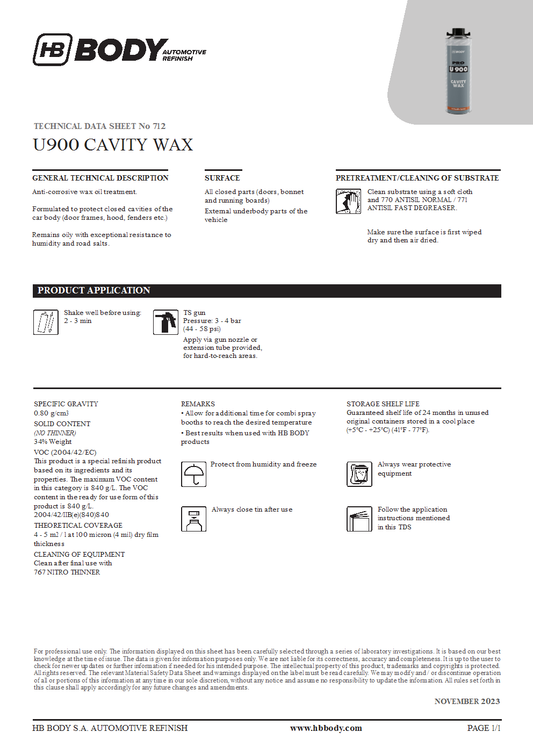 900 Body Cavity Wax Brown 1Lt/Can